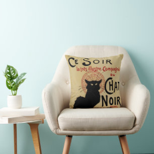 Antieke Art Nouveau, Ce Soir Chat Noir Zwarte Kat Kussen