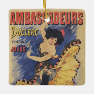 Antieke Art Nouveau Danseres Franse Poster Keramisch Ornament