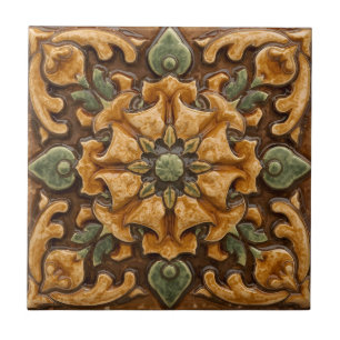 Antieke Art Nouveau Deco Majolica Bloemendecor Amb Tegeltje