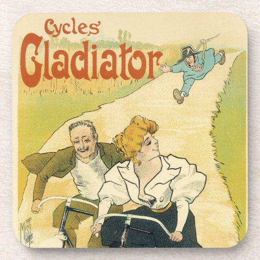 Antieke Art Nouveau, Gladiator Cycles fietsen Bier Onderzetter (Voorkant)