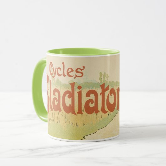 Antieke Art Nouveau, Gladiator Cycles fietsen Mok (Voorkant links)