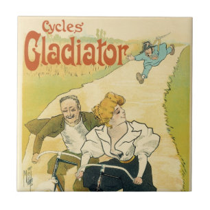 Antieke Art Nouveau, Gladiator Cycles fietsen Tegeltje