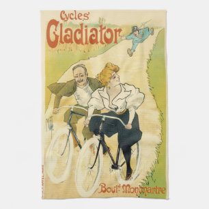 Antieke Art Nouveau, Gladiator Cycles fietsen Theedoek