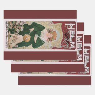 Antieke Art Nouveau Helm Cacao door Privat Livemon Inpakpapier Vel