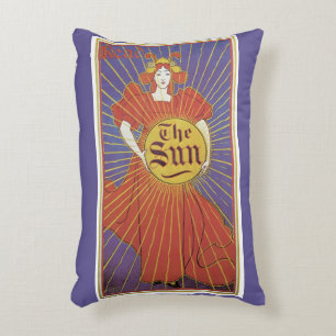 Antieke Art Nouveau, Krant New York Sun Accent Kussen