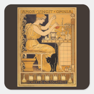 Antieke Art Nouveau, Liefde overwint alles Wetensc Vierkante Sticker