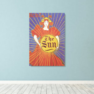 Antieke Art Nouveau, New York Sun Krant Canvas Afdruk