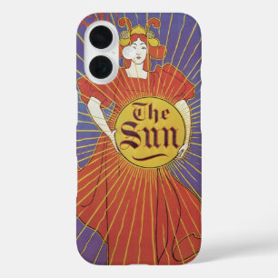 Antieke Art Nouveau, New York Sun Krant iPhone 16 Hoesje