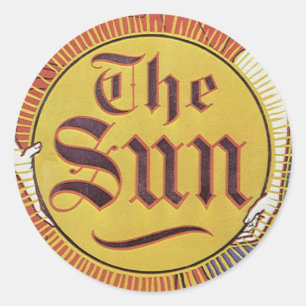 Antieke Art Nouveau, New York Sun Krant Ronde Sticker