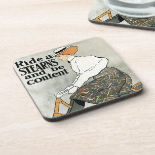 Antieke Art Nouveau, Ride a Sterns Bicycles fietse Bier Onderzetter