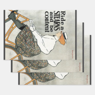 Antieke Art Nouveau, Ride a Sterns Bicycles fietse Inpakpapier Vel