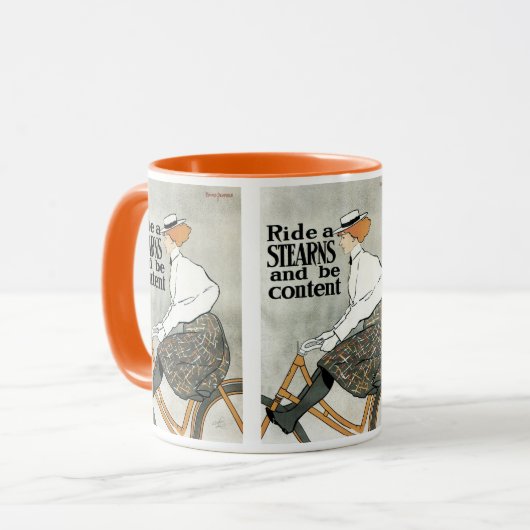 Antieke Art Nouveau, Ride a Sterns Bicycles fietse Mok (Voorkant links)