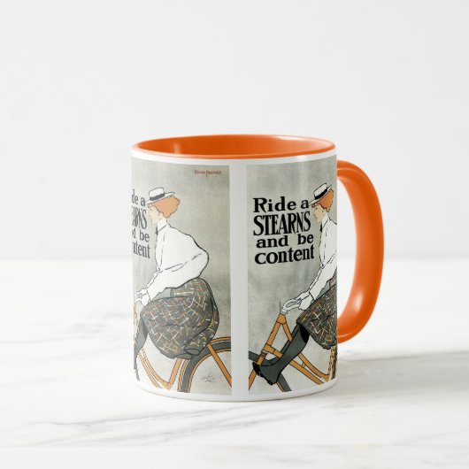 Antieke Art Nouveau, Ride a Sterns Bicycles fietse Mok (Voorkant rechts)