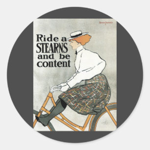 Antieke Art Nouveau, Ride a Sterns Bicycles fietse Ronde Sticker