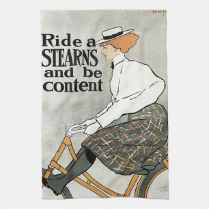 Antieke Art Nouveau, Ride a Sterns Bicycles fietse Theedoek