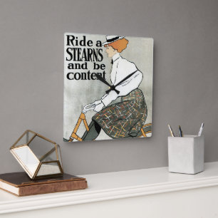 Antieke Art Nouveau, Ride a Sterns Bicycles fietse Vierkante Klok