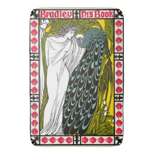 Antieke Art Nouveau vrouw en pauw poster Badmat