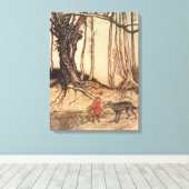 Antieke Arthur Rackham Roodkapje & Wolf Print (Insitu (Houten vloer))