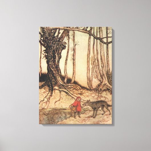 Antieke Arthur Rackham Roodkapje & Wolf Print (Voorkant)