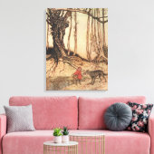 Antieke Arthur Rackham Roodkapje & Wolf Print (Insitu (Woonkamer))