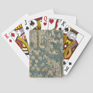 Antieke Arts-and-crafts-tegelbladen met papegaai i Pokerkaarten