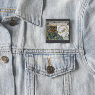 Antieke astronomie hemelkaart door Matthaeus Seutt Vierkante Button 5,1 Cm