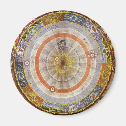 Antieke Astronomie Hemelse Copernicaanse Planisfee Magneet (Voorkant)