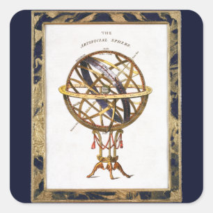 Antieke Astronomie, Kunstmatige of Armillair Sfeer Vierkante Sticker