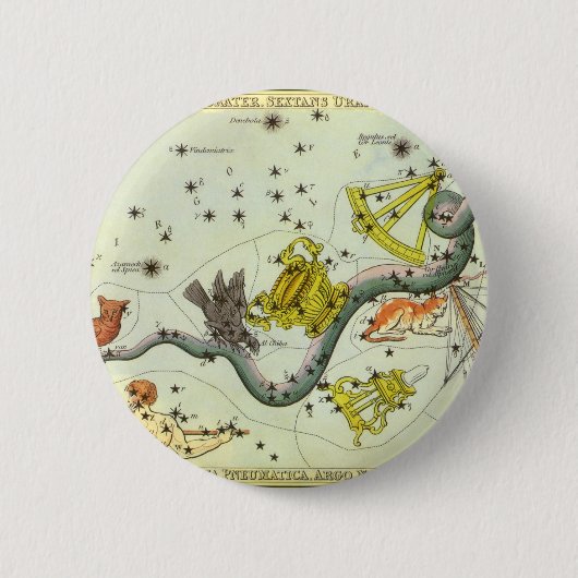 Antieke astronomie, sterrenbeeld Hydra slang Ronde Button 5,7 Cm (Voorkant)