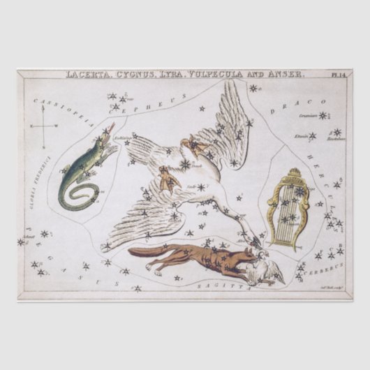 Antieke astronomische hemelkaart tissuepapier (Voorkant)