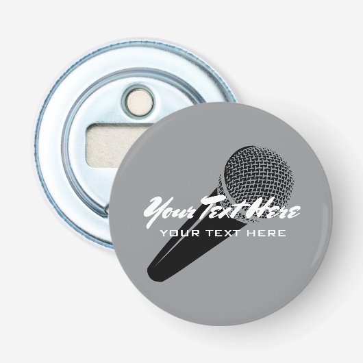 Antieke audio mike microfoon ontwerp op maat button flesopener (Voorkant)