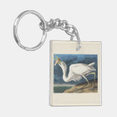 Antieke Audubon Grote Witte Reiger Vogel Kunst Sleutelhanger (Voorkant Links)