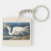 Antieke Audubon Grote Witte Reiger Vogel Kunst Sleutelhanger (Achterkant)