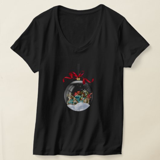 Antieke auto in een heldere kerstbal t-shirt (Laagn)