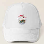 Antieke auto in een heldere kerstbal trucker pet (Voorkant)