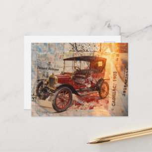 Antieke auto uit 1903 Collage Briefkaart