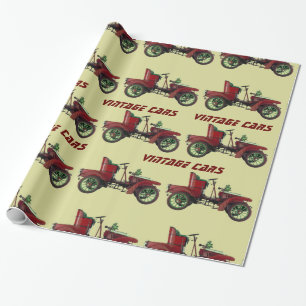 ANTIEKE AUTO'S rood geel zwart Cadeaupapier
