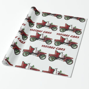 ANTIEKE AUTO'S Rood Zwart Wit Cadeaupapier