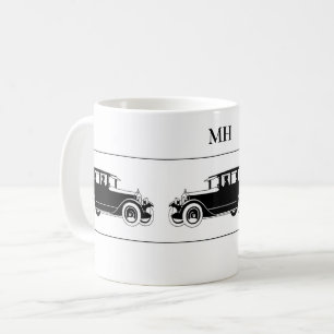  antieke auto's zwart, witte Mannen stripe Koffiemok