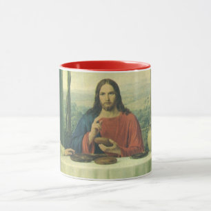 Antieke avondmaaltijd in Emmaus met Jezus Christus Mok