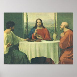 Antieke avondmaaltijd in Emmaus met Jezus Christus Poster