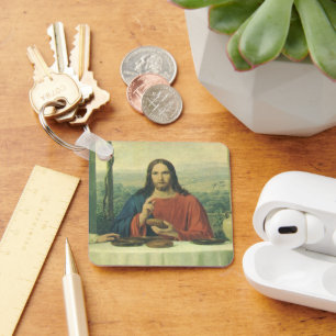 Antieke avondmaaltijd in Emmaus met Jezus Christus Sleutelhanger