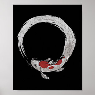 Antieke Aziatische Japanse Koi Karper, Nishikigoi, Poster