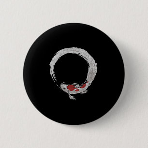 Antieke Aziatische Japanse Koi Karper, Nishikigoi, Ronde Button 5,7 Cm