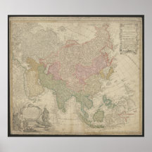 Antieke Aziëkaart 1744, Rusland Poster