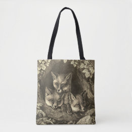 Antieke babyvos bosland tote bag