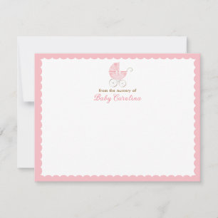 Antieke babywagen roze schelp kaart