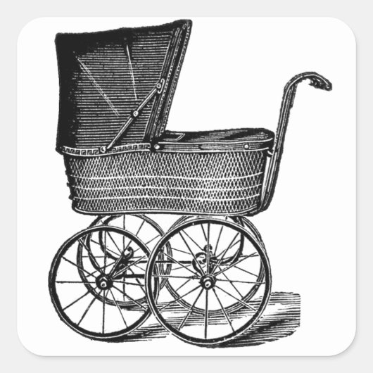 Antieke babywagen sticker (Voorkant)