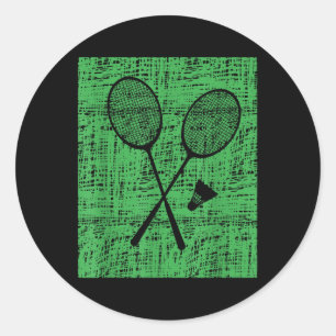 Antieke Badminton Rackets En Shuttle Ronde Sticker