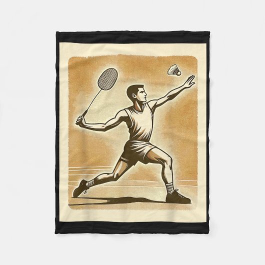 Antieke Badmintonspeler Shuttle Badmintoner Fleece Deken (Voorkant)